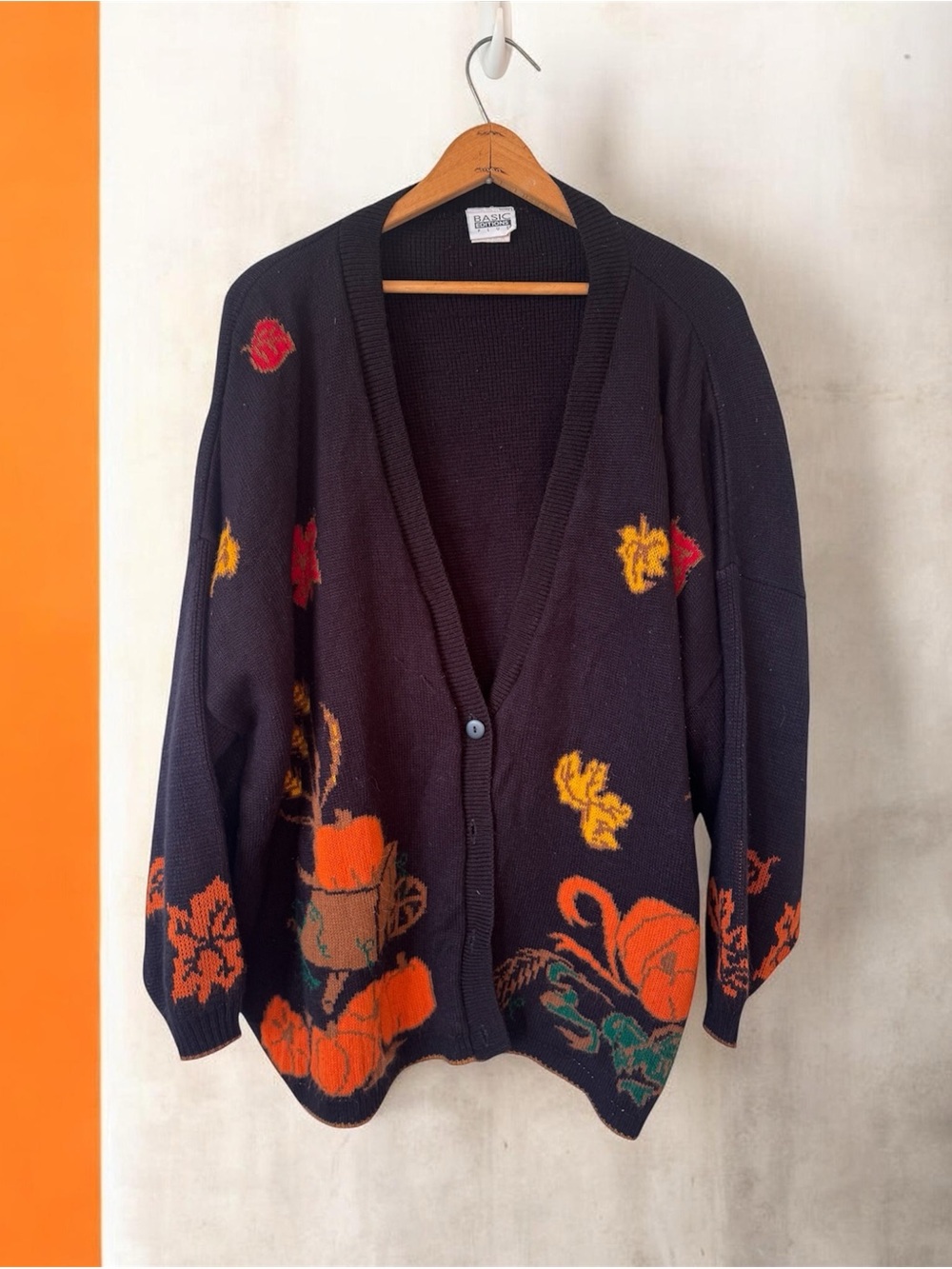 Vintage 90s Basic Editions Plus Fall Pumpkin Cardigan Sweater 3X Oversized